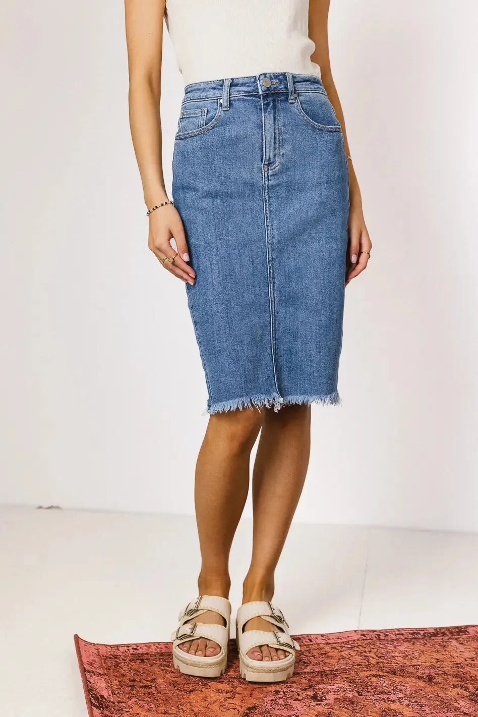 Frida Denim Midi Skirt - FINAL SALE