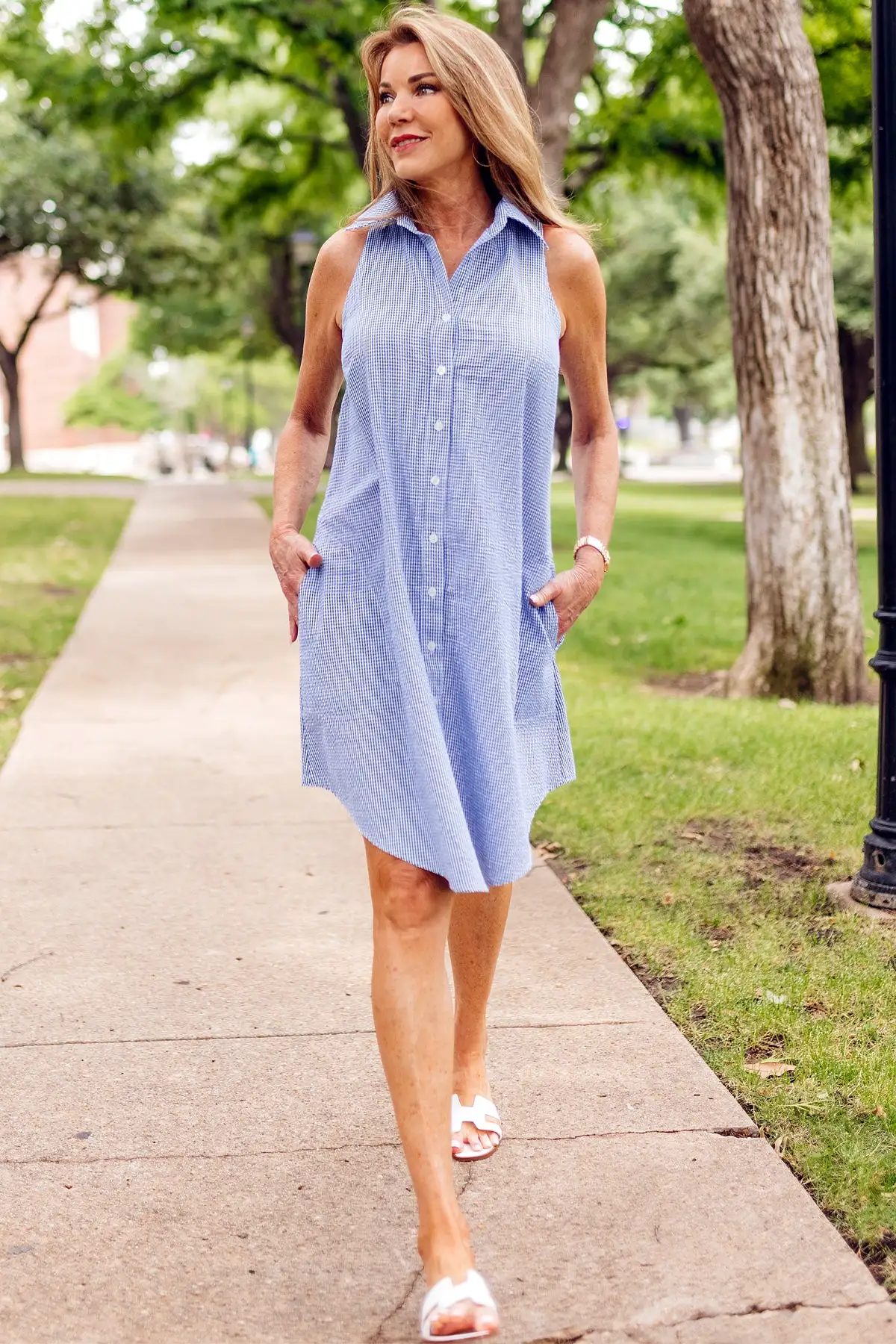 GAMEDAY! Swing Dress Orange/White Seersucker Stripe