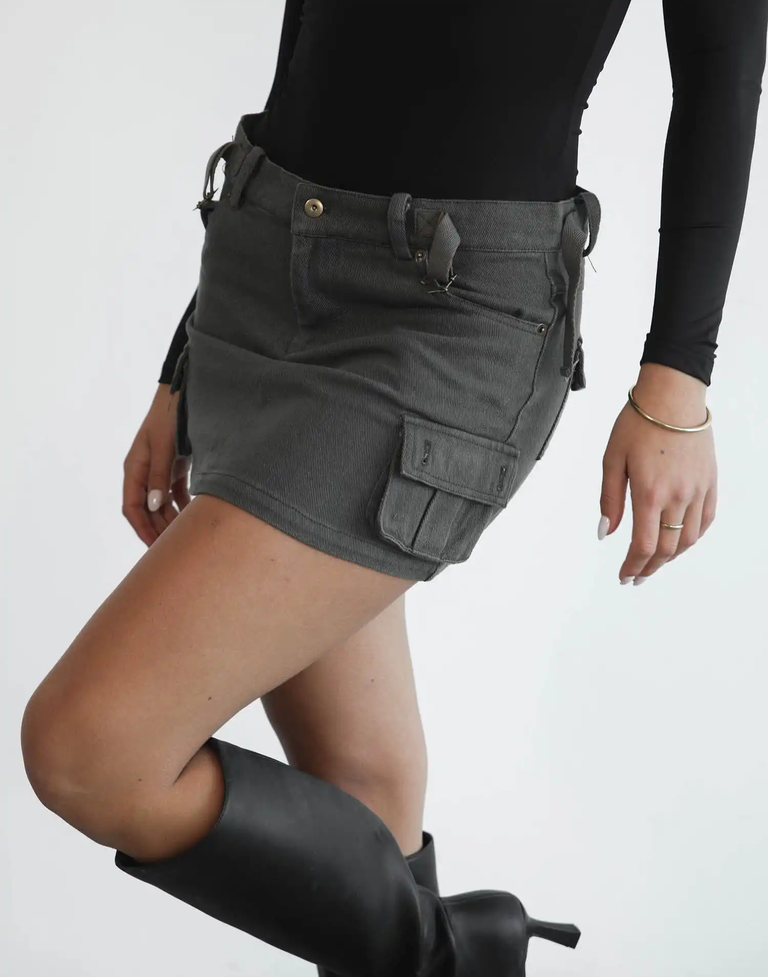 Gigi Mini Skirt (Charcoal)