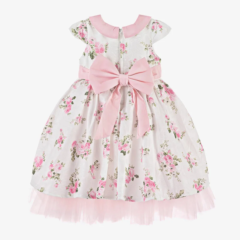 Girls Ivory & Pink Floral Dress