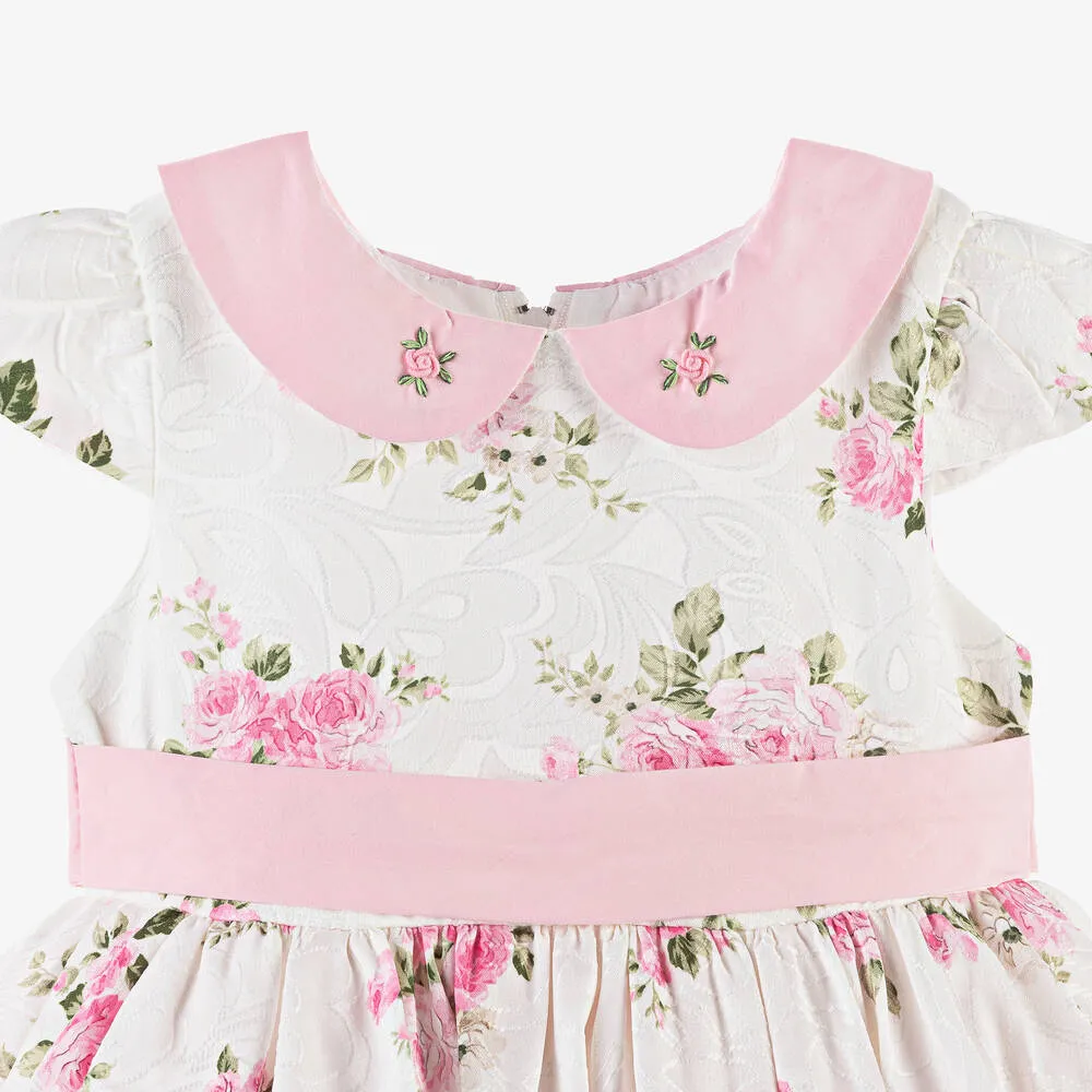 Girls Ivory & Pink Floral Dress