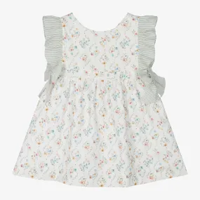 Girls Ivory Cotton Floral Dress