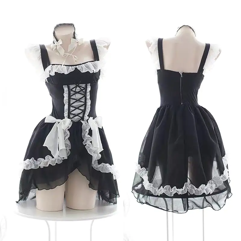 Gothic maid dress include panties  cosplay/ lounge sets