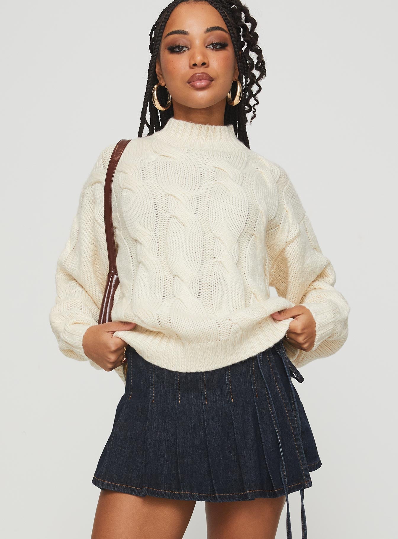 Gzira Oversized Cable Knit Sweater Cream