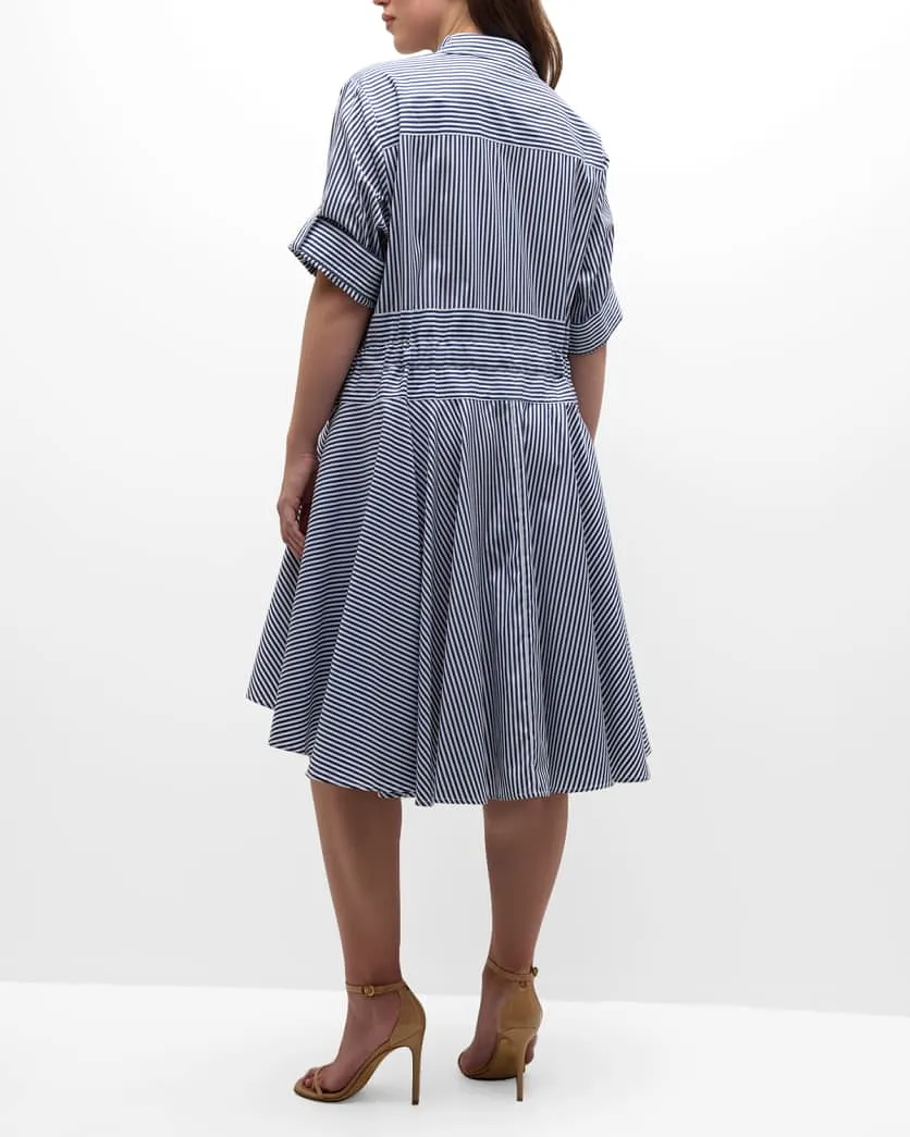 Harshman Meadow Shirt Dress - Navy Stripe