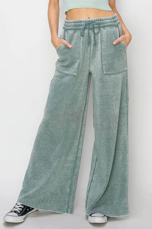 High Rise Wide Leg Drawstring Pants