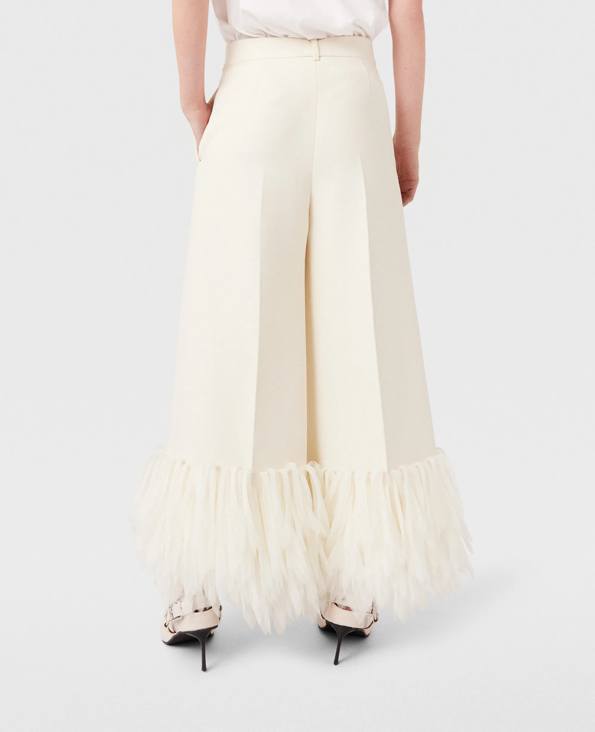 High-Rise Wide-Leg Feather Pants