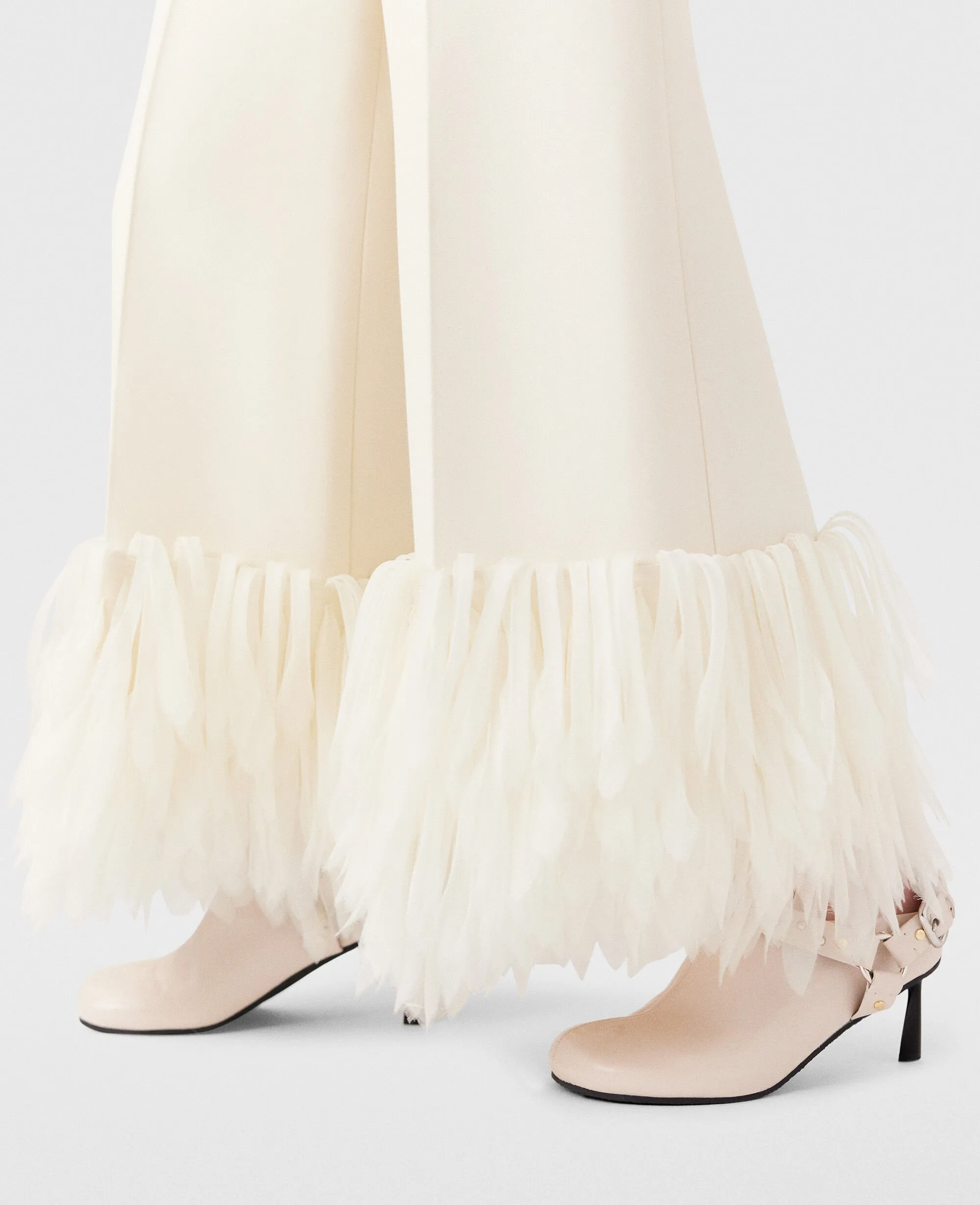 High-Rise Wide-Leg Feather Pants