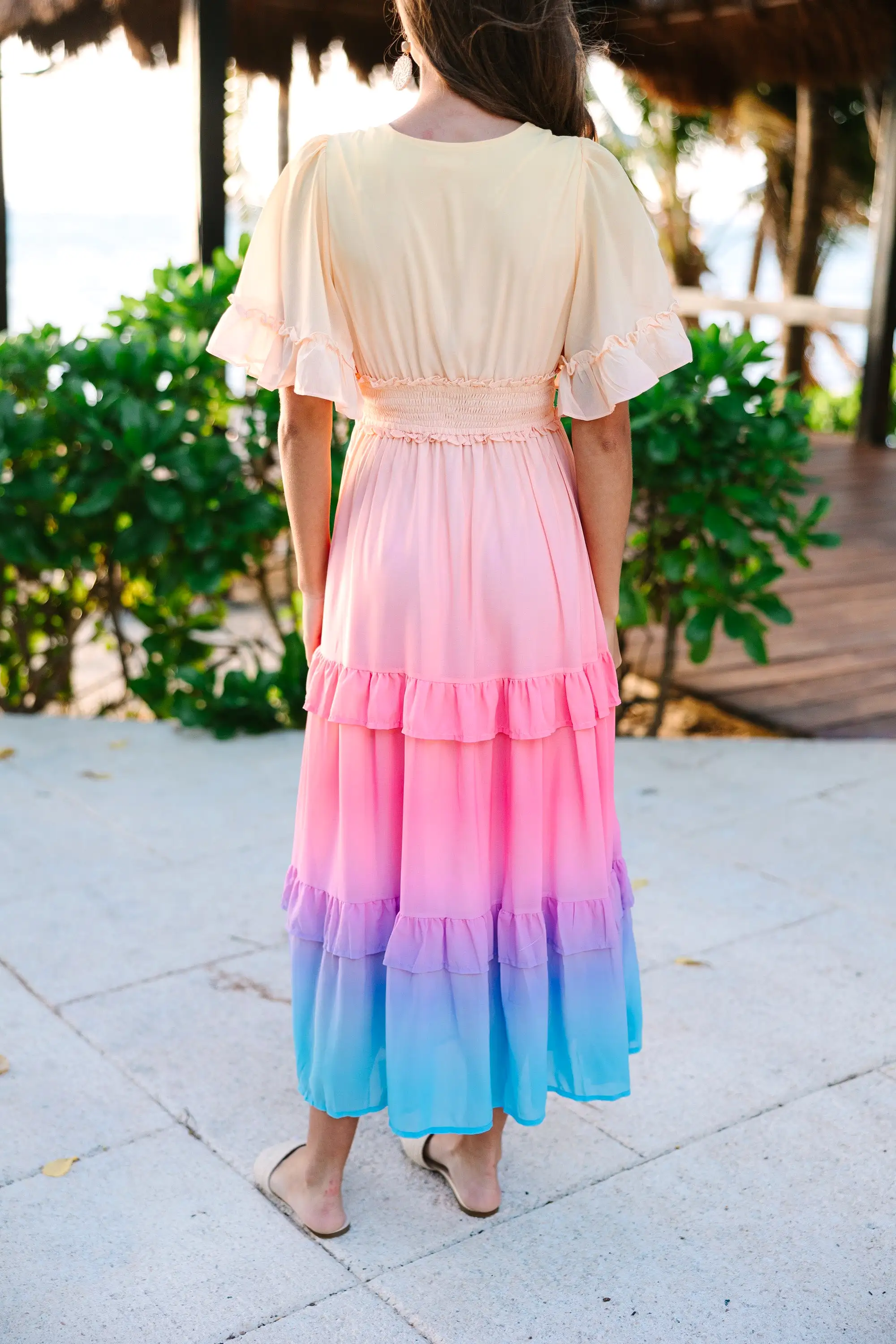 Into The Sunset Pink Ombre Midi Dress