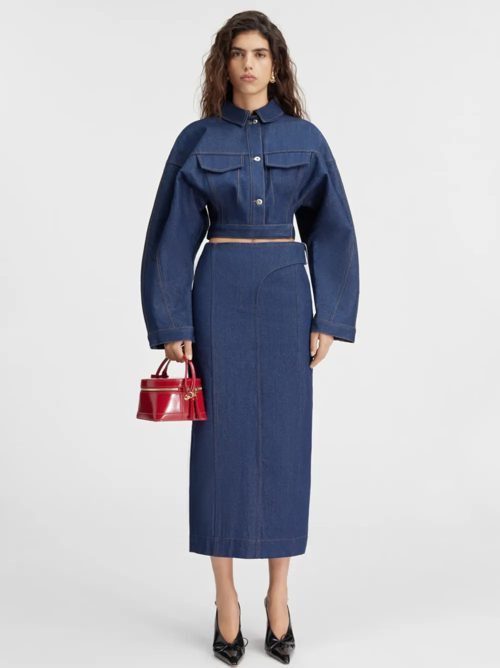 Jacquemus La Veste De-Nimes Obra in Navy/Brown