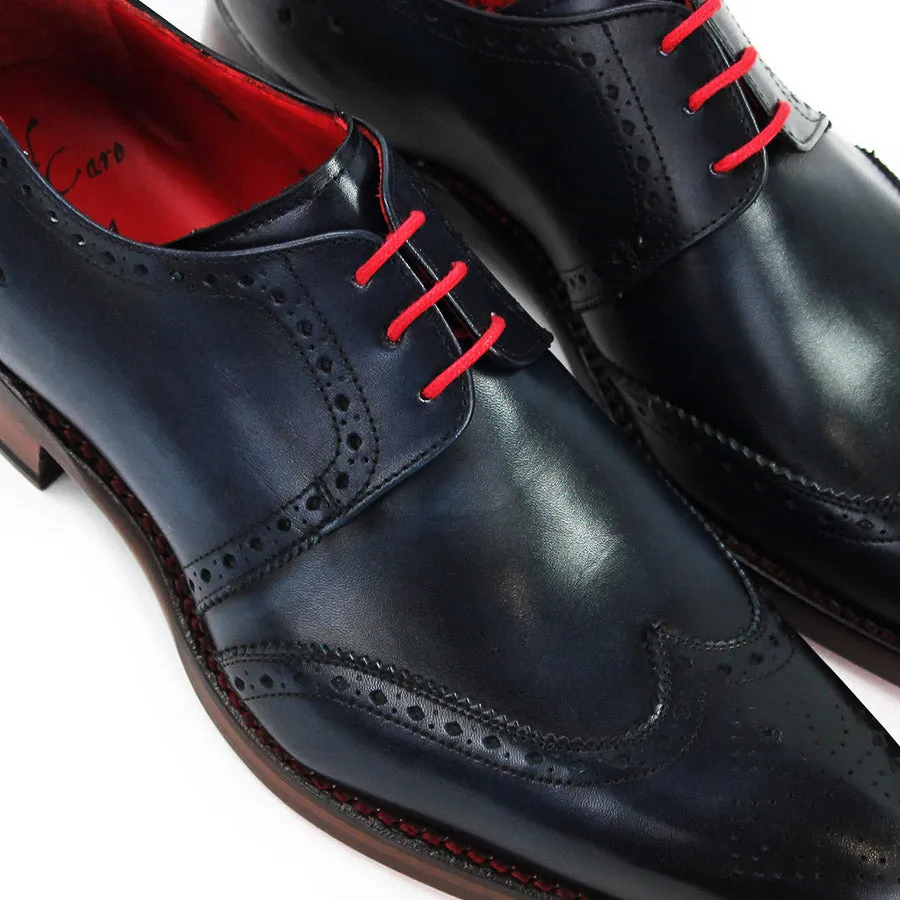 Jeffery West - Bay Dexter Semi Brogue Derby Shoes in Blue Crust