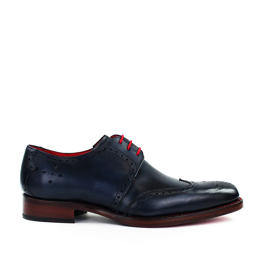 Jeffery West - Bay Dexter Semi Brogue Derby Shoes in Blue Crust