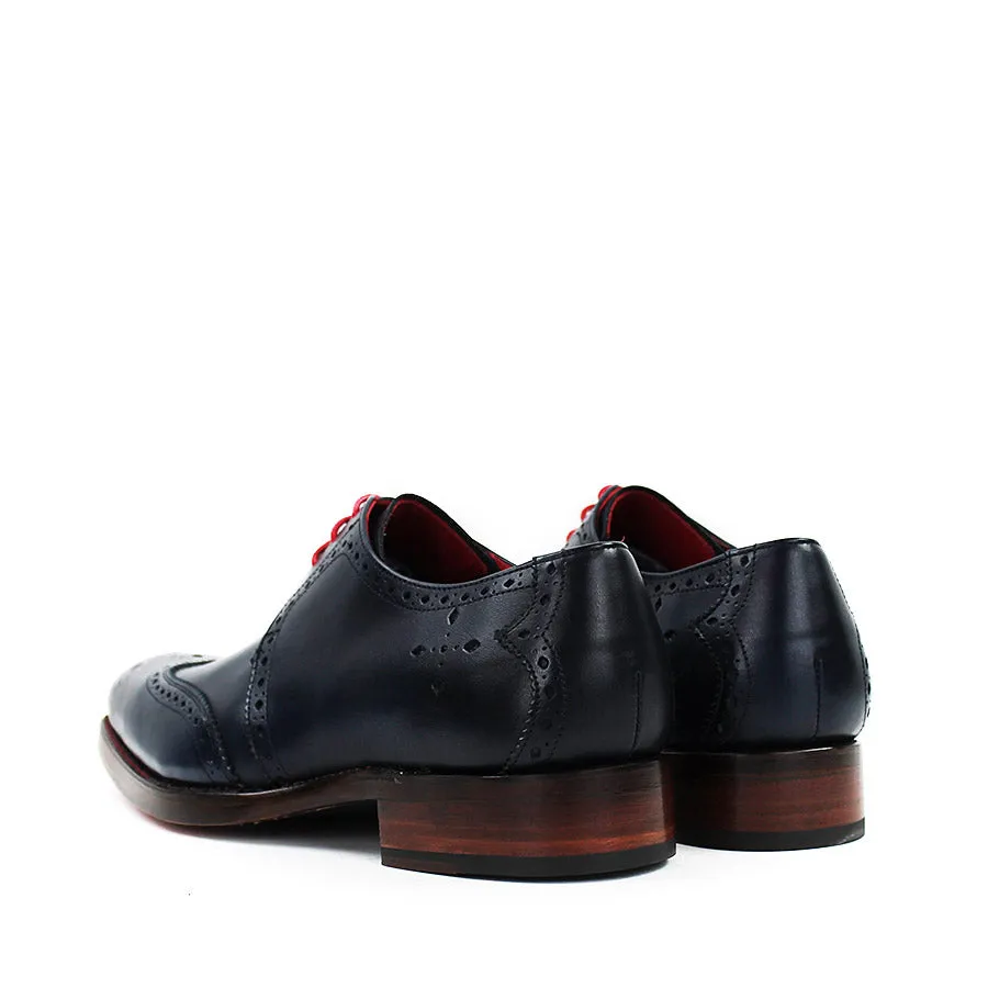 Jeffery West - Bay Dexter Semi Brogue Derby Shoes in Blue Crust