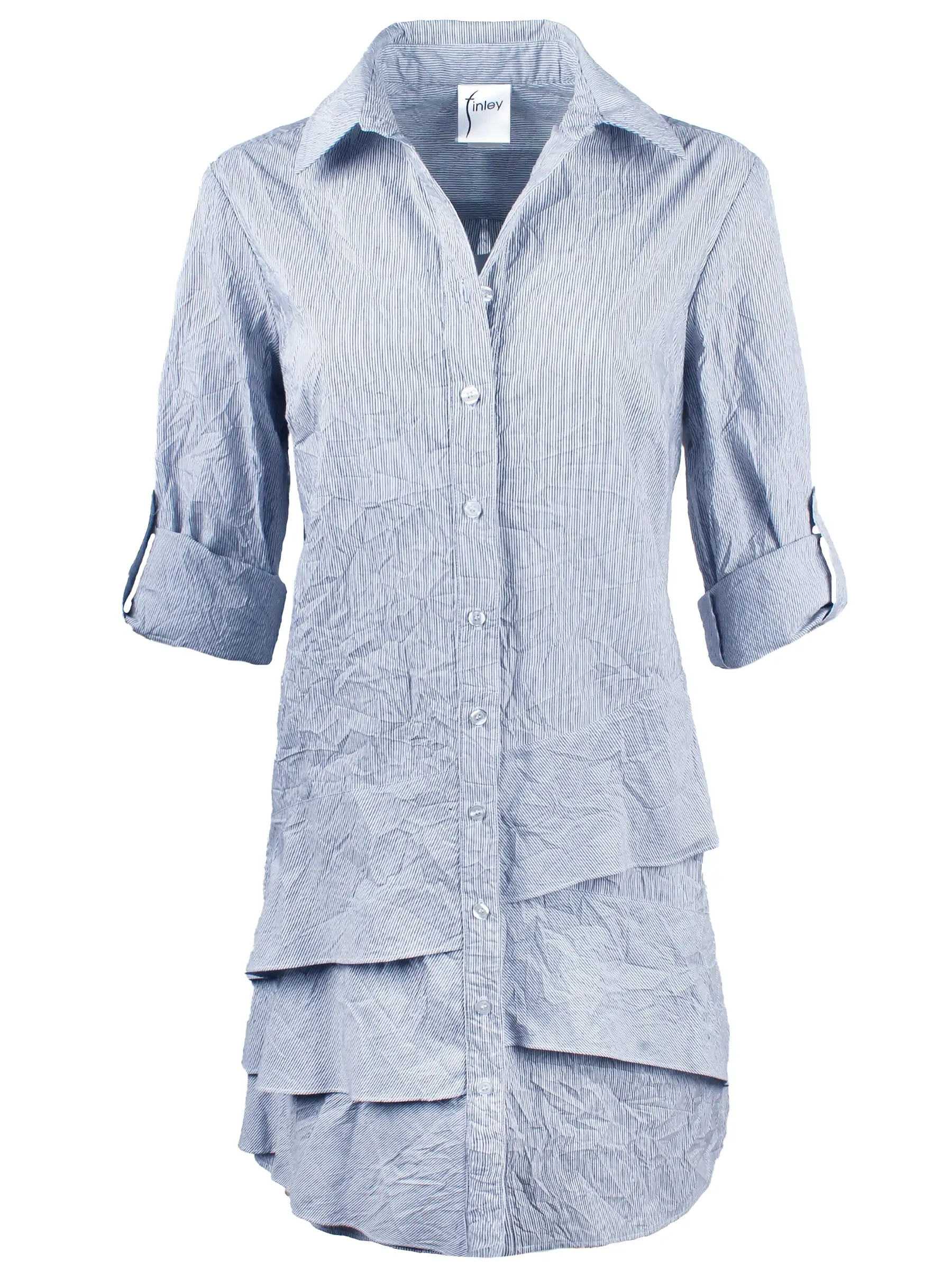 Jenna Blue Crushed Pinstriped Shirt Dress