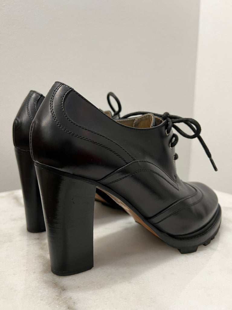 Jil Sander Heeled Black Brogues Laced Booties - size 38