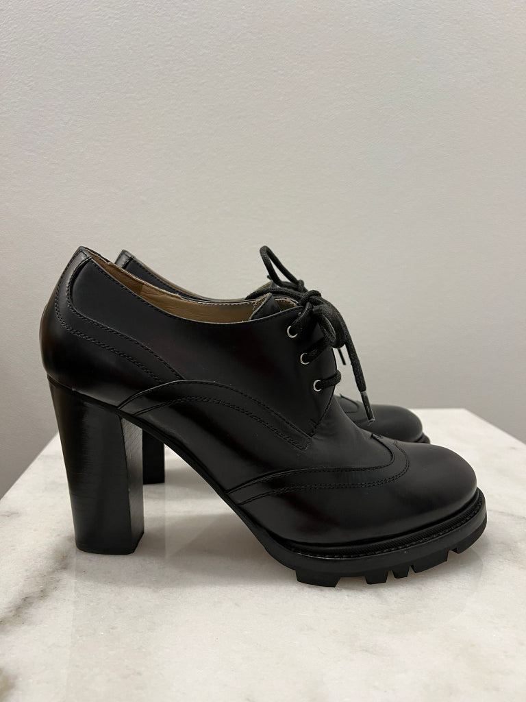 Jil Sander Heeled Black Brogues Laced Booties - size 38