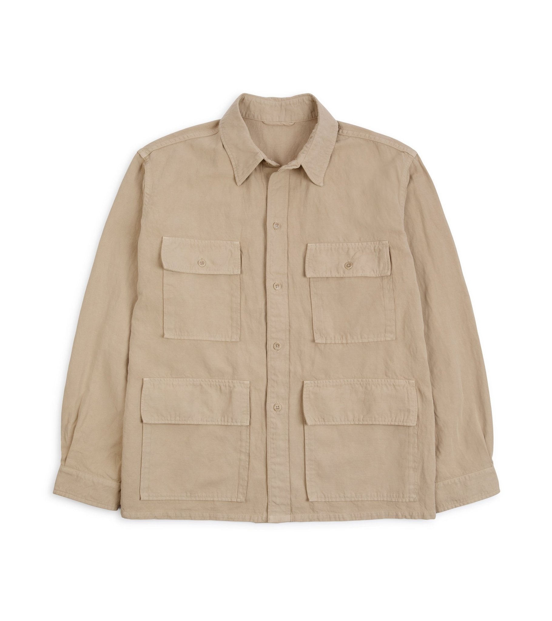 Kaptain Sunshine Cotton Linen Canvas Safari Jacket: Khaki