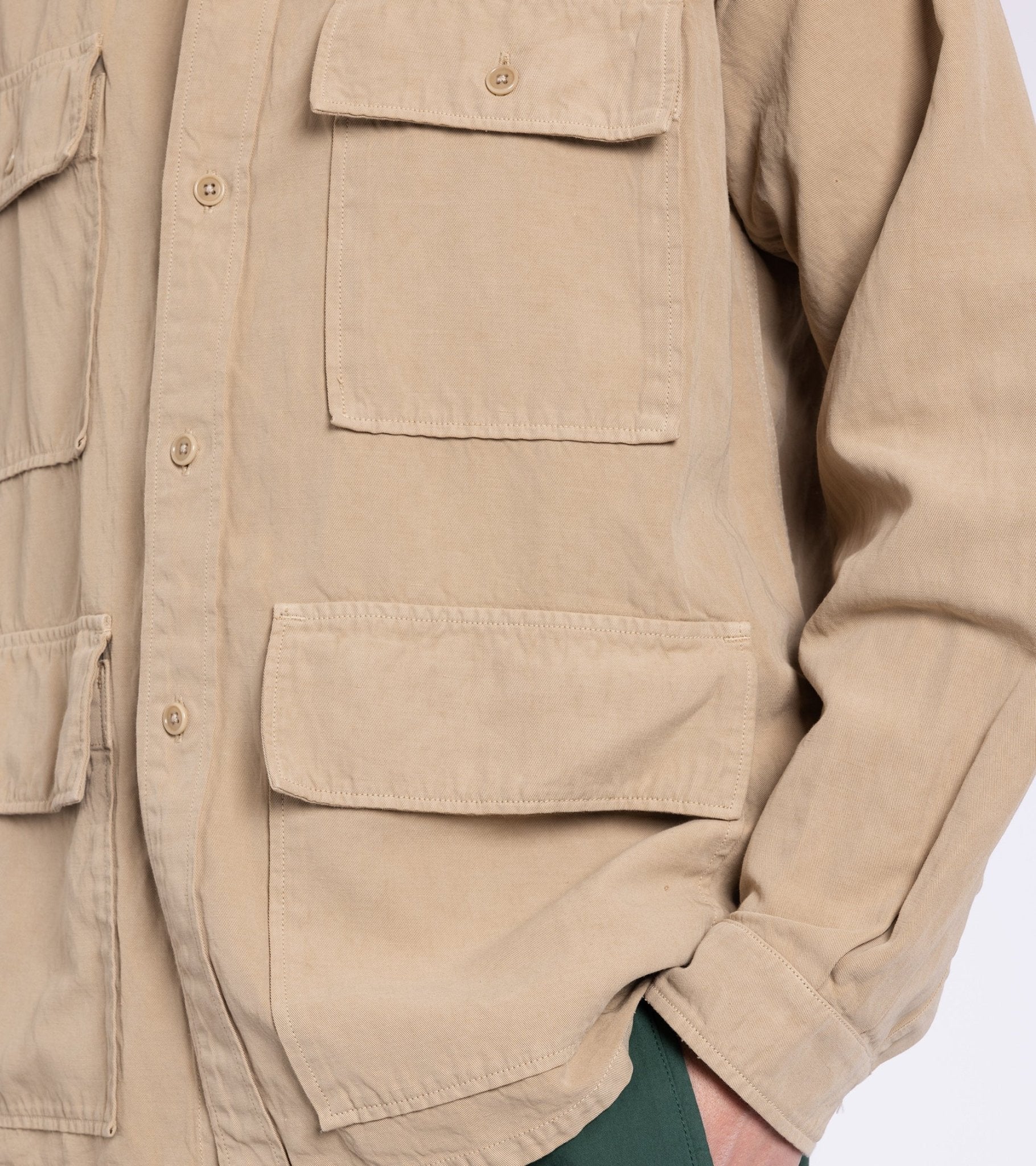 Kaptain Sunshine Cotton Linen Canvas Safari Jacket: Khaki