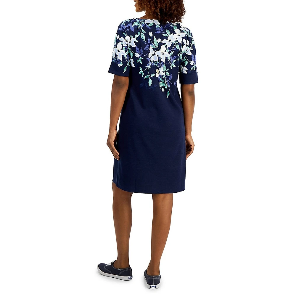 Karen Scott Petite Boatneck Floral Dress