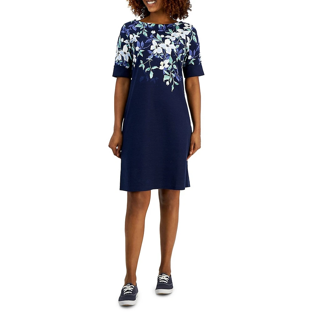 Karen Scott Petite Boatneck Floral Dress