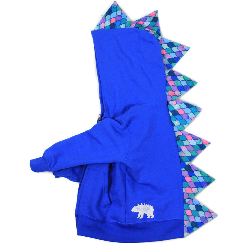 Kids Blue Mermaid Dinosaur Hoodie - Rainbow Fish