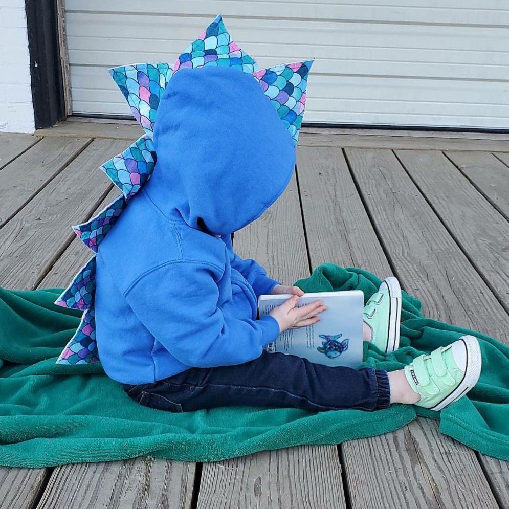 Kids Blue Mermaid Dinosaur Hoodie - Rainbow Fish