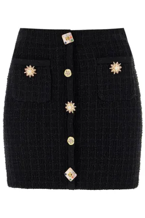 KNITTED MINI SKIRT WITH JEWEL BUTTONS