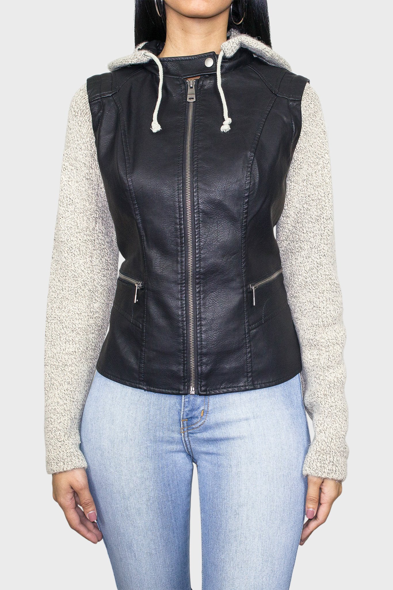 Leather Hooded Jacket