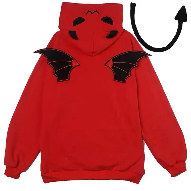 let us be little demon red extra fleece dress pull over sweatshirt