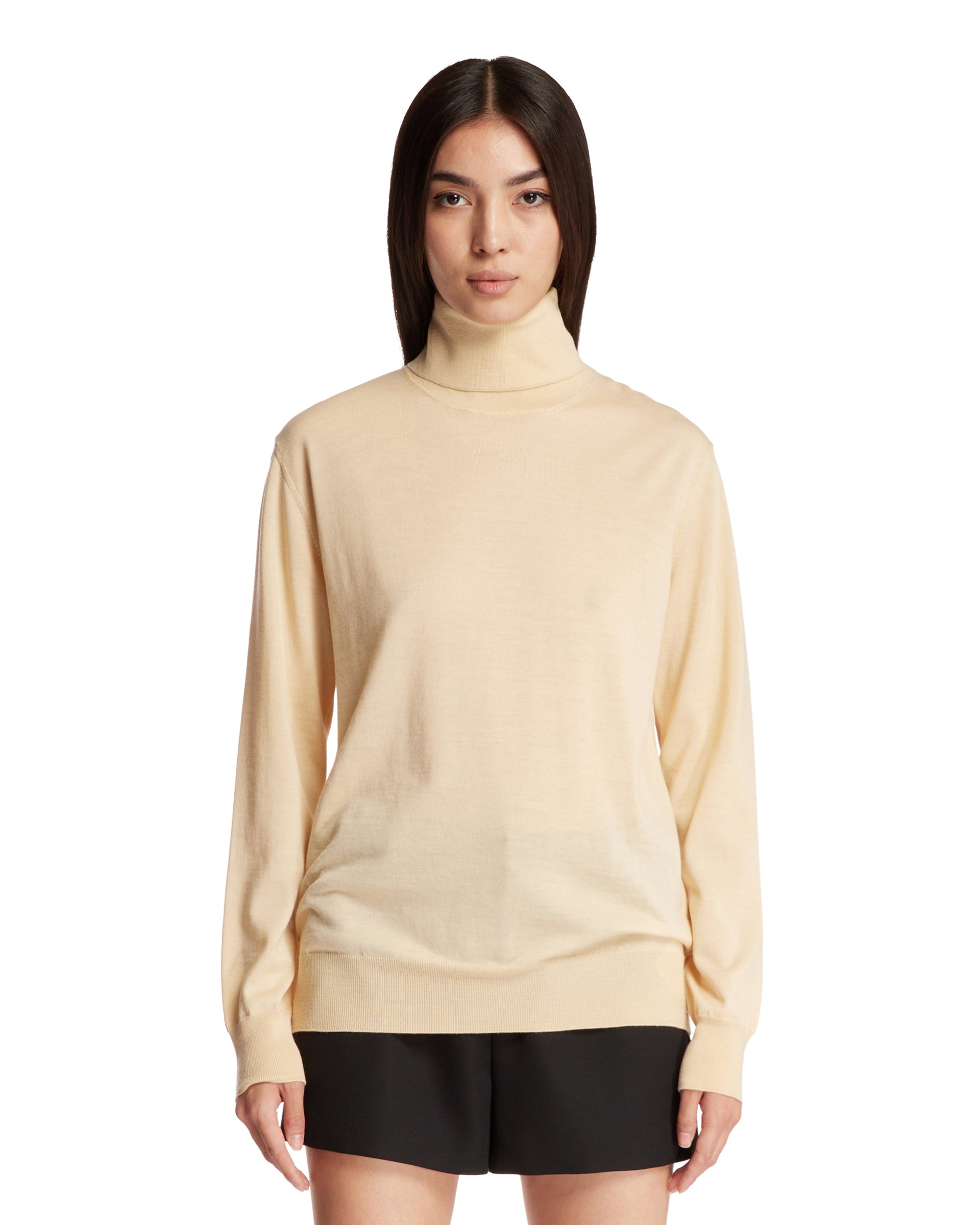 Light Beige High-Neck Sweater