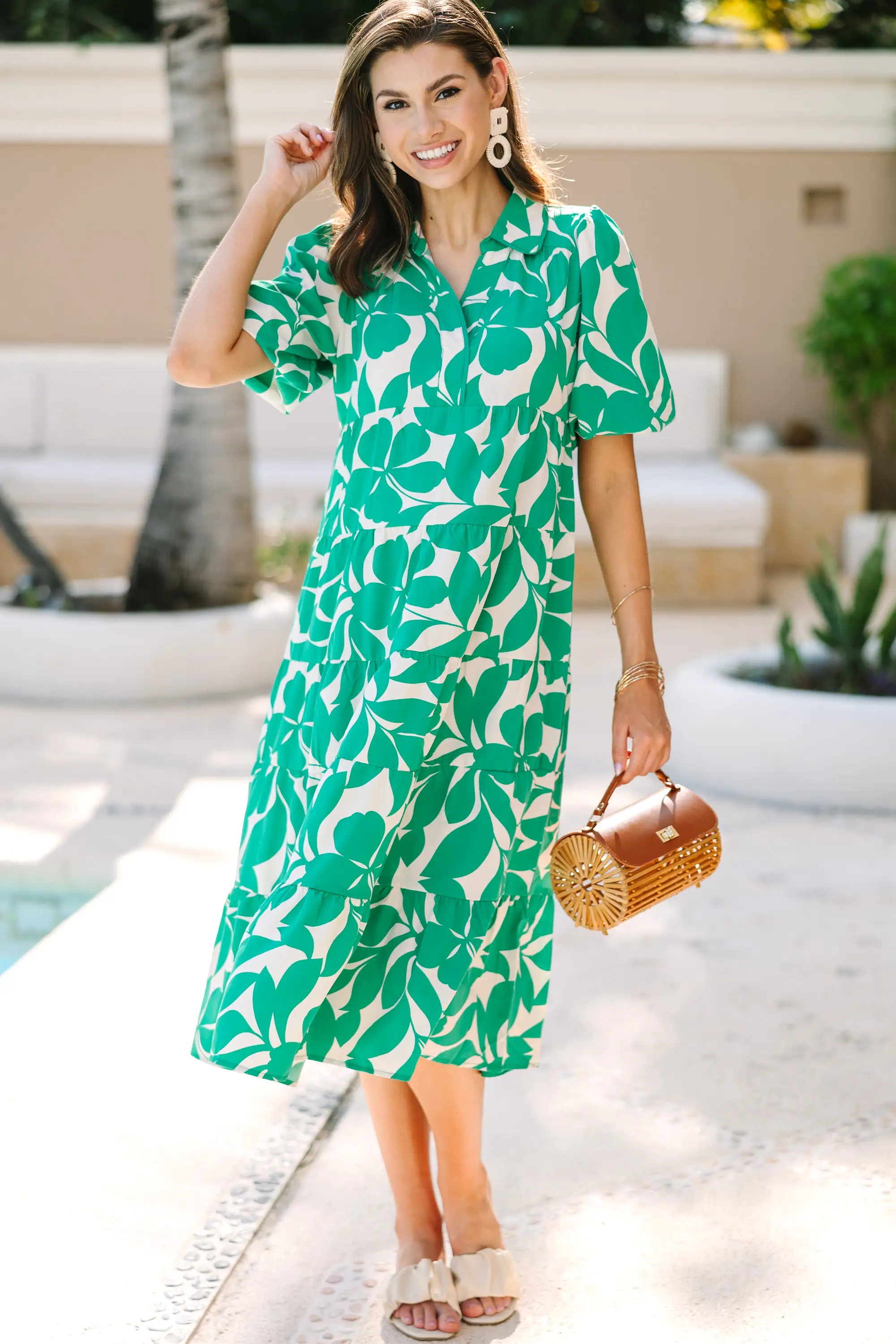 Listen To Your Heart Green Floral Midi Dress