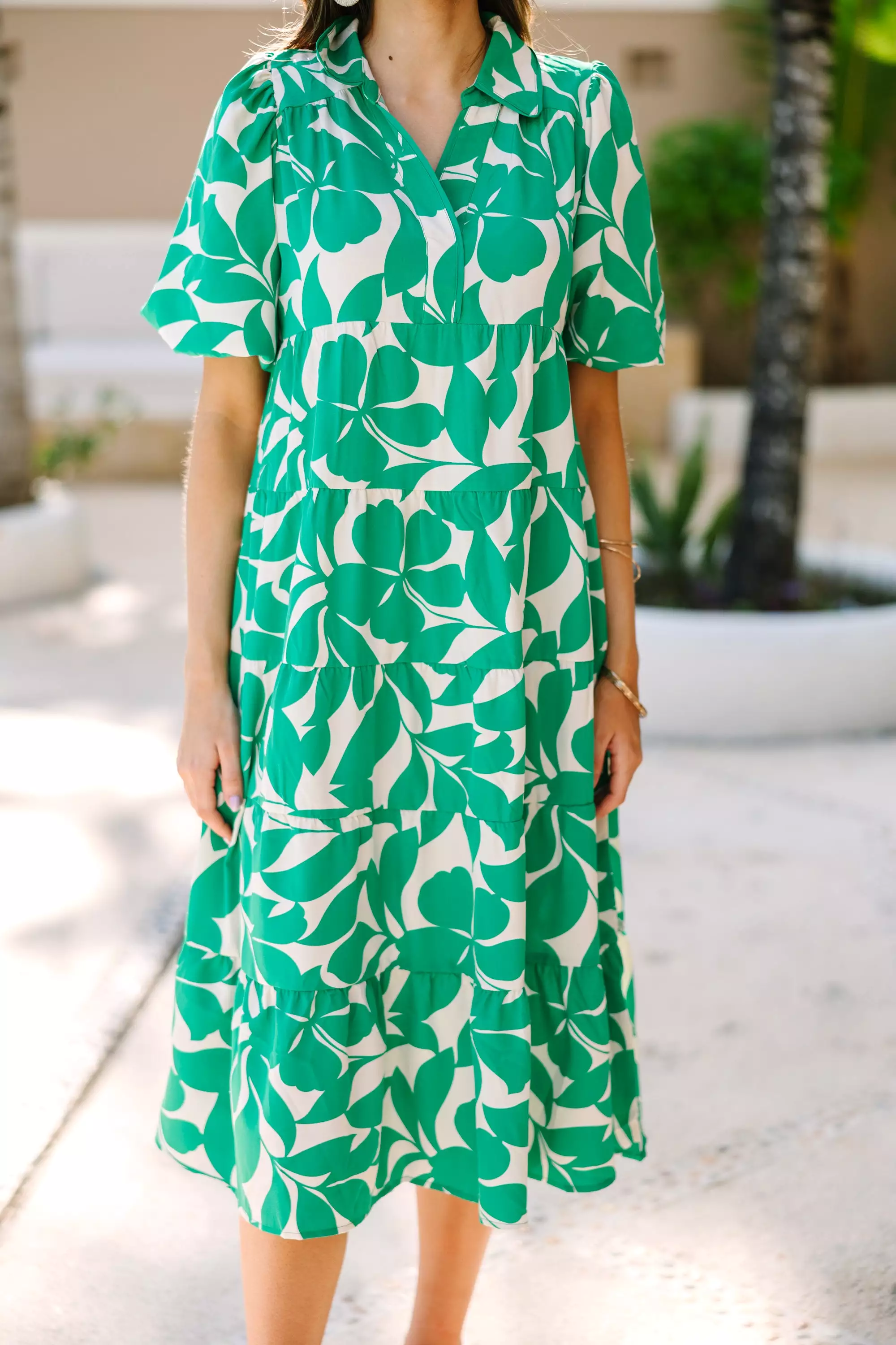 Listen To Your Heart Green Floral Midi Dress