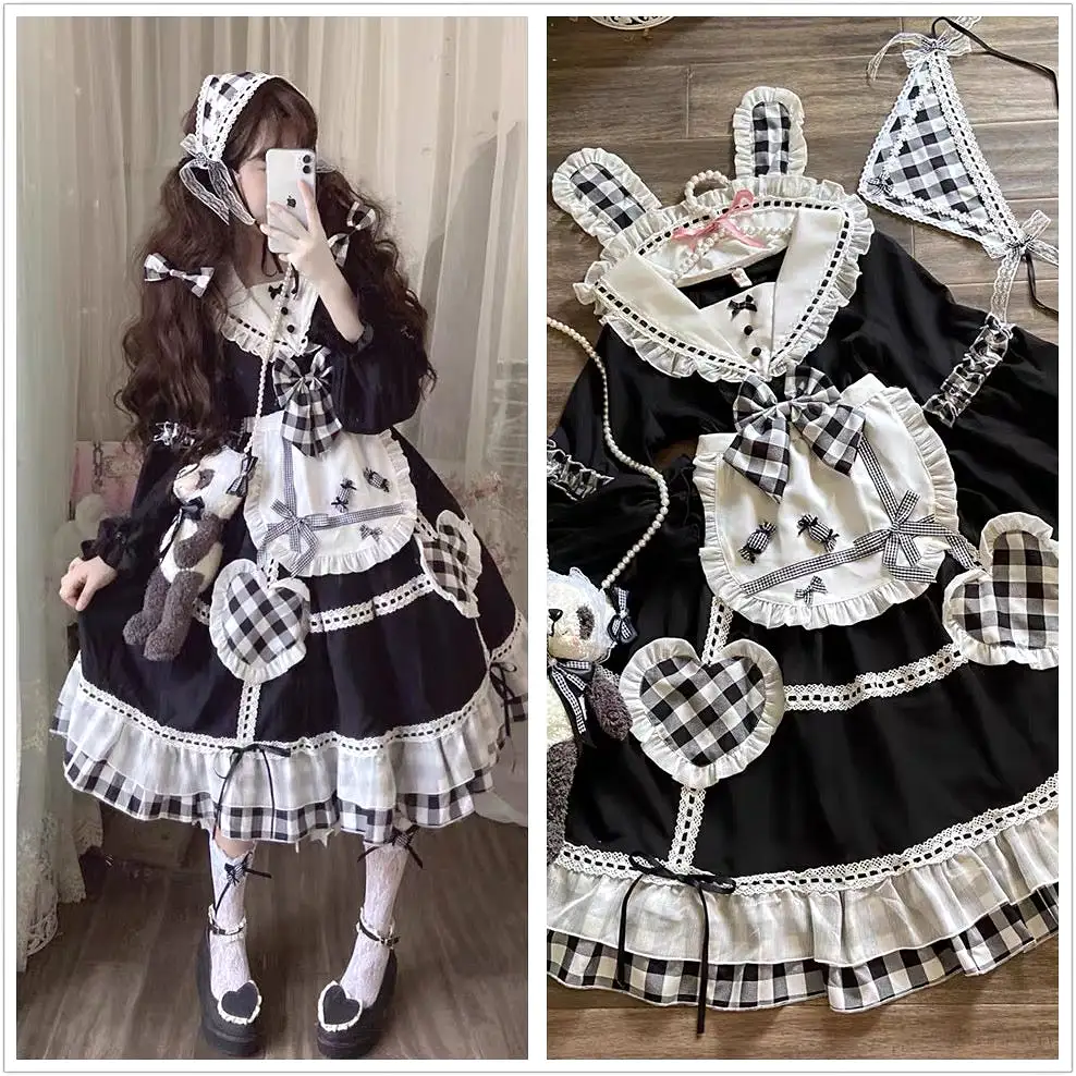 loveheart rabbit casual lolita one-piece dress