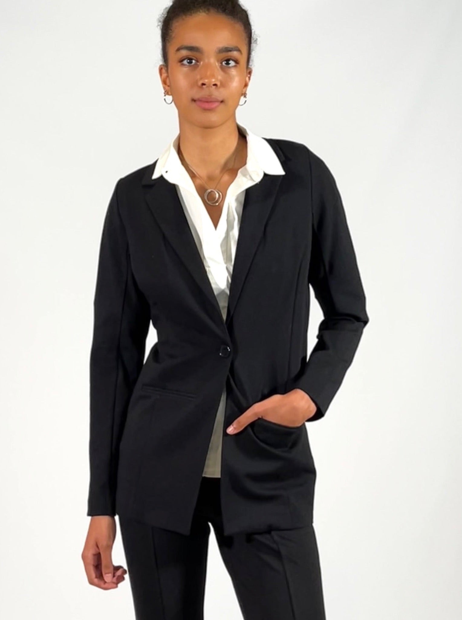 Luxury Ponte Knit Long Blazer - The Park