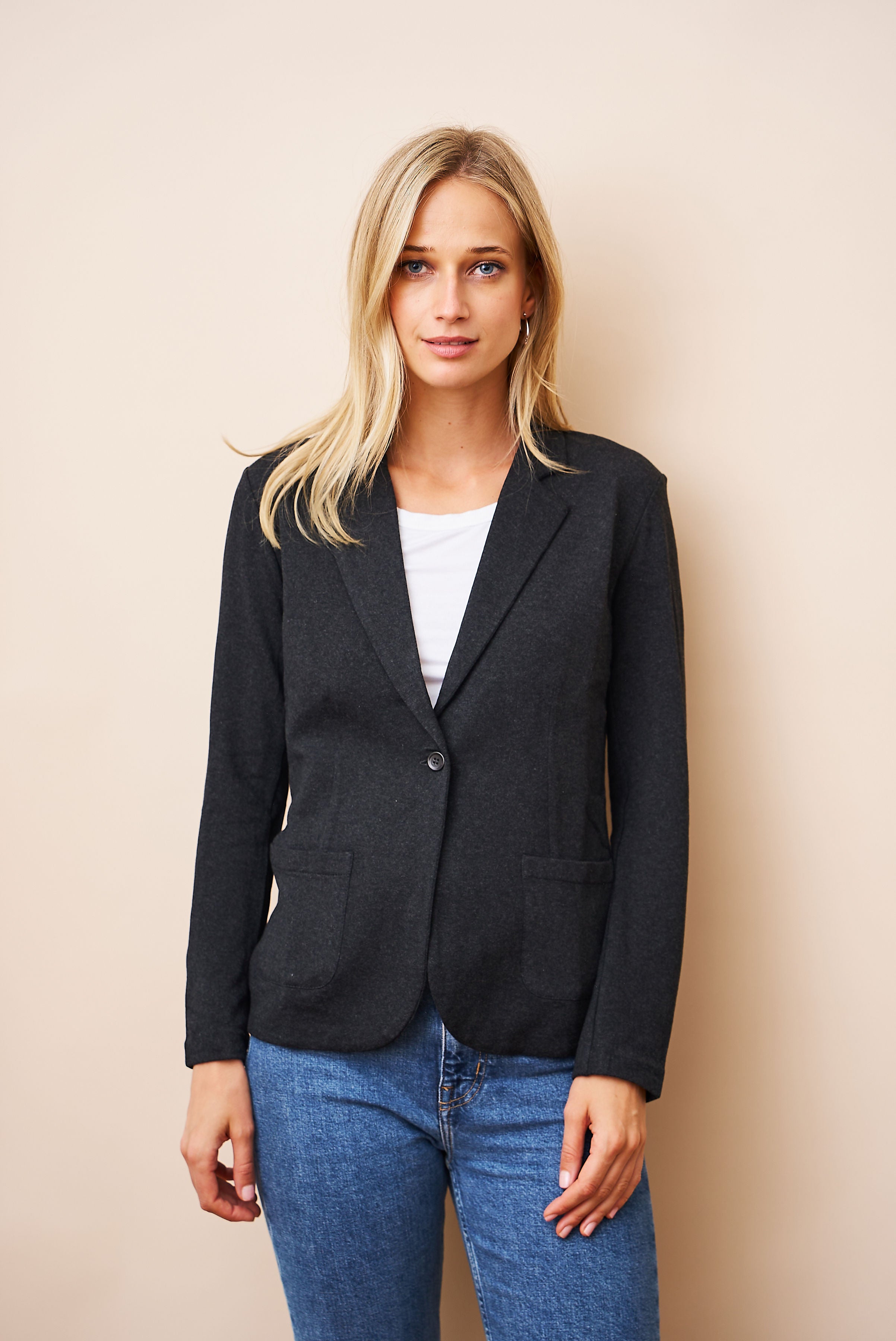 Majestic French Touch One Button Blazer in Anthracite Chine