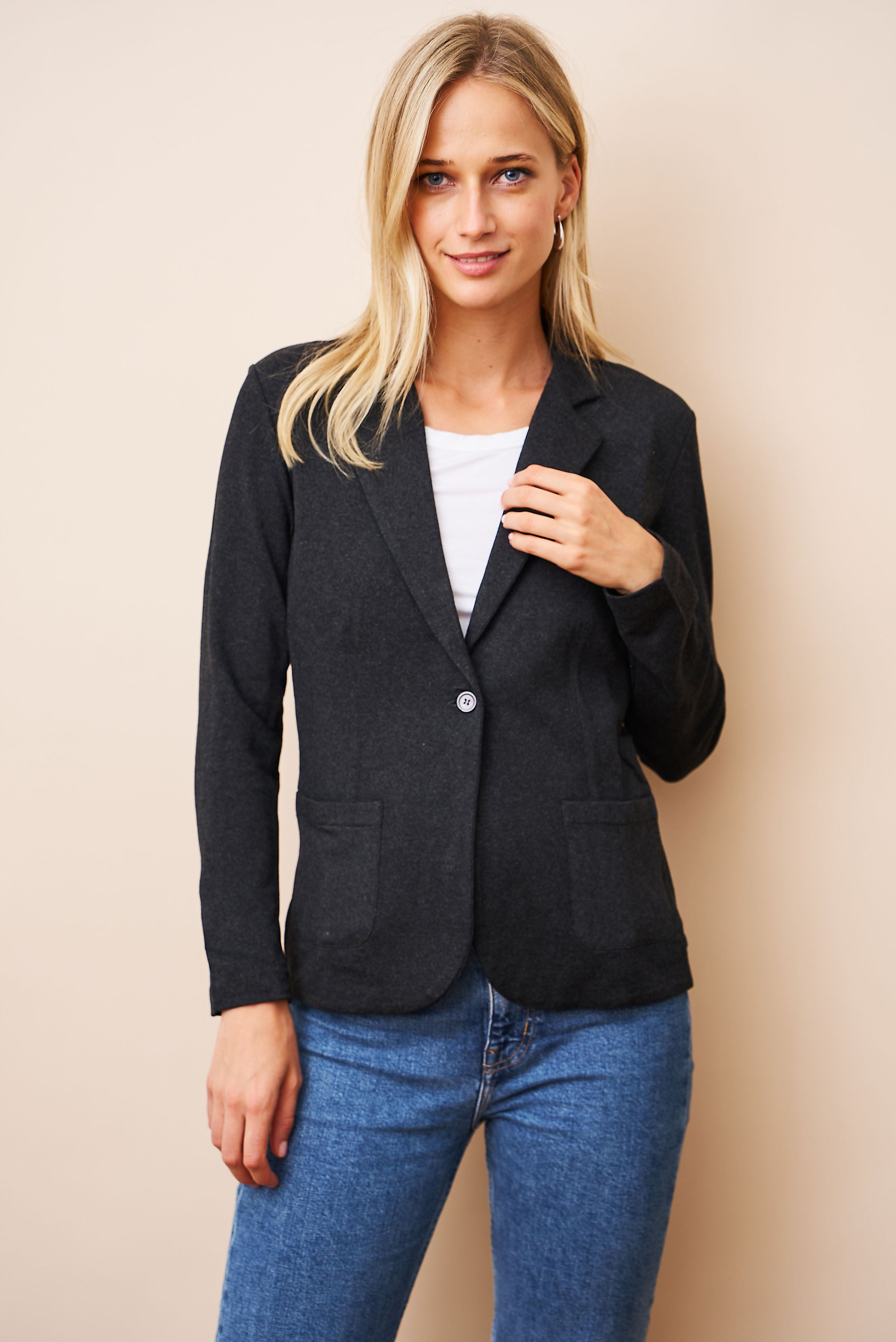 Majestic French Touch One Button Blazer in Anthracite Chine