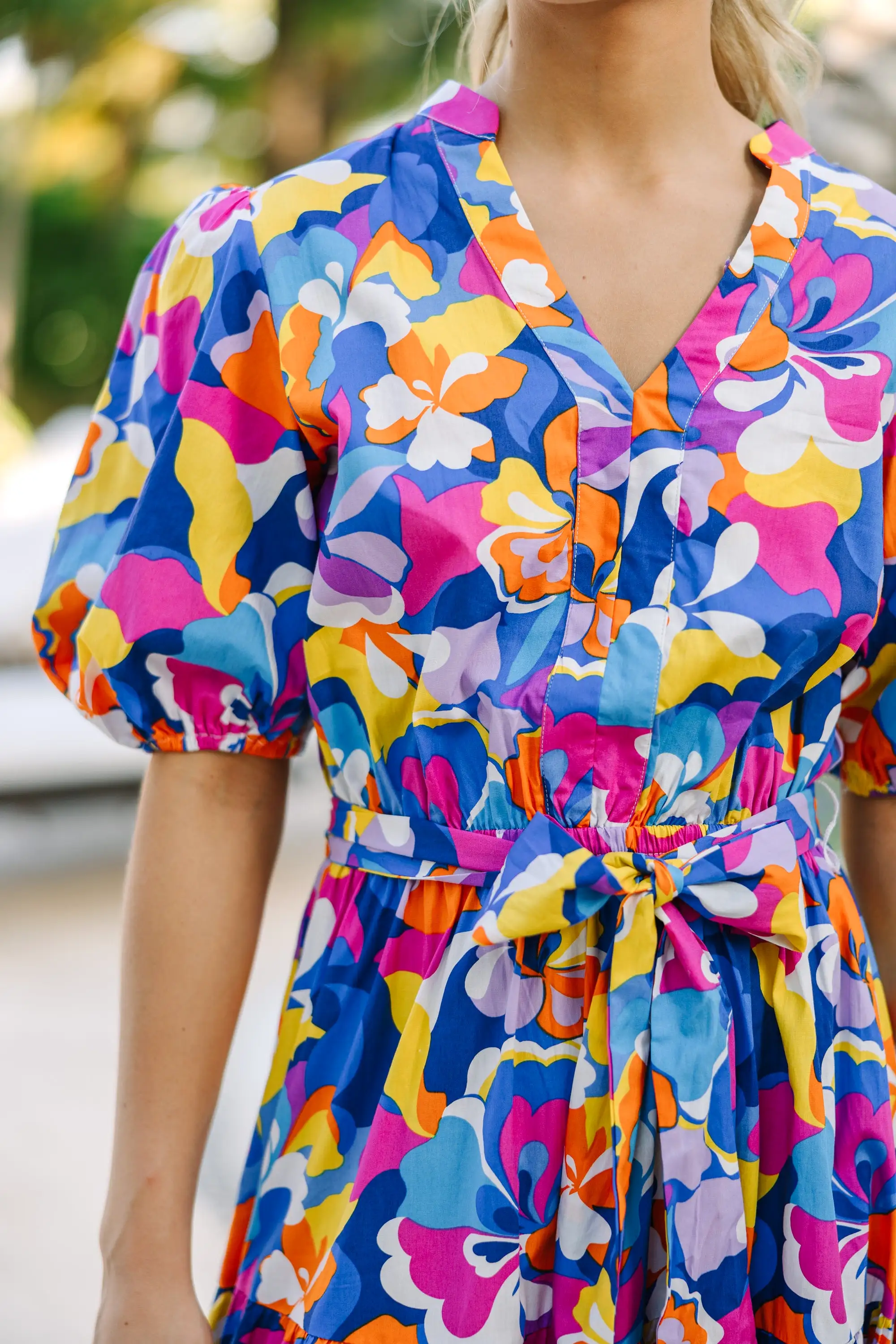 Make You See Blue Abstract Midi Dress