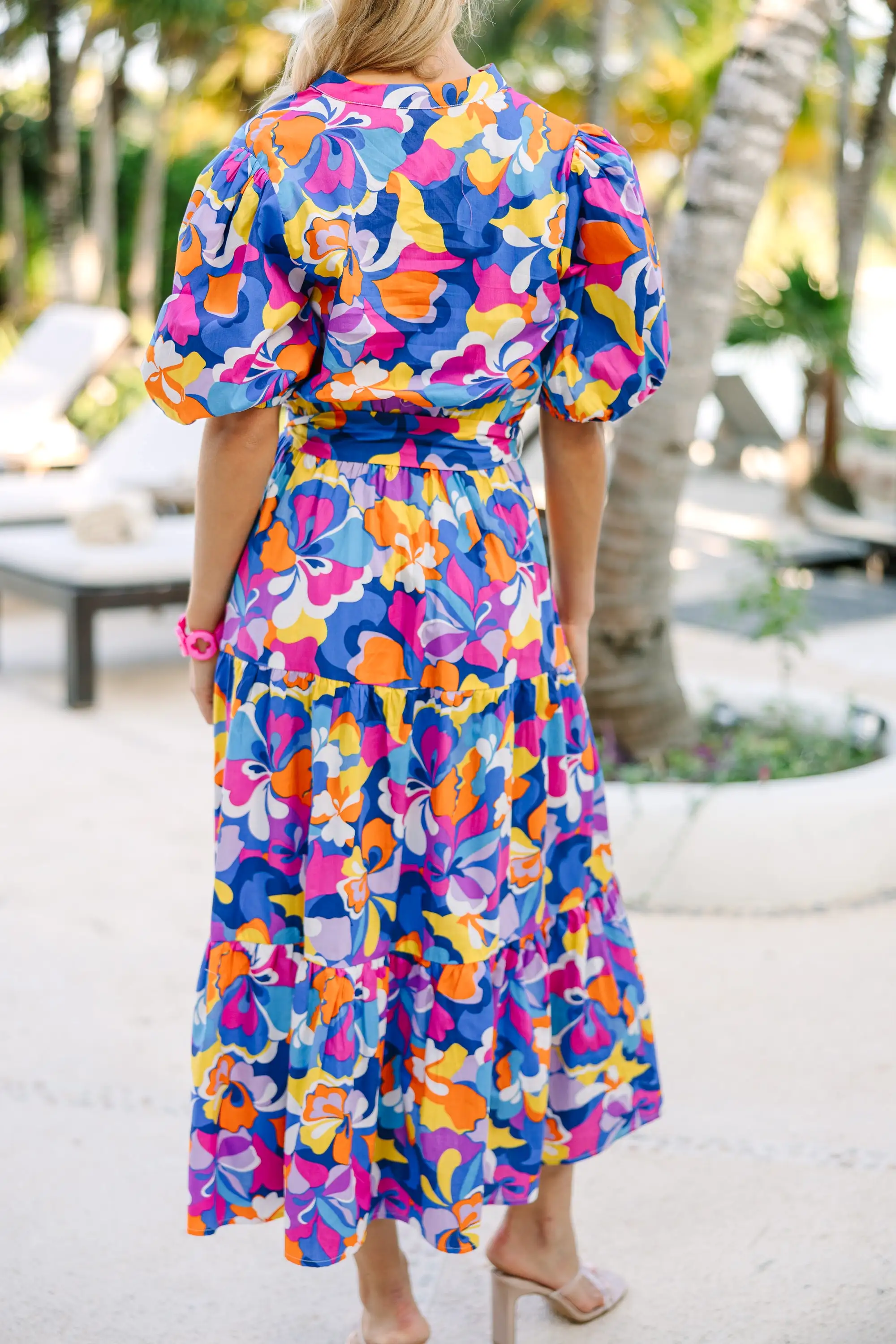 Make You See Blue Abstract Midi Dress