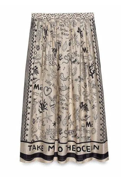 Me369 - Elizabeth Printed Midi Skirt - Mermaid