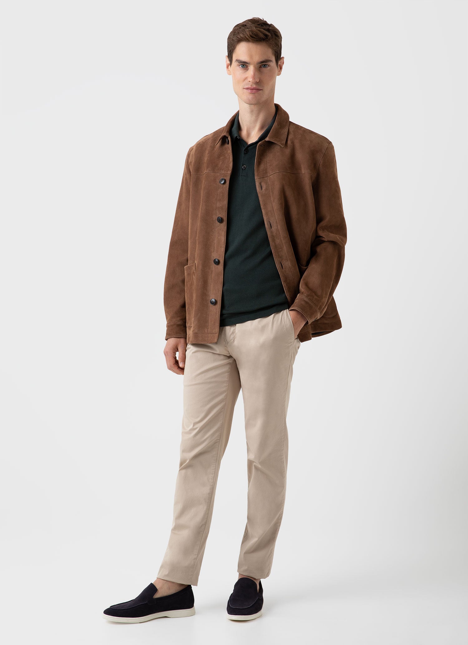 Men's Suede Twin Pocket Jacket in Light Brown