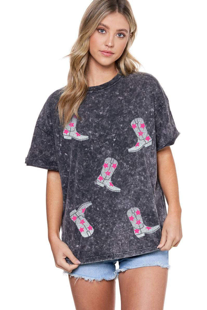 Metallic Cowboy Boots Graphic Tee