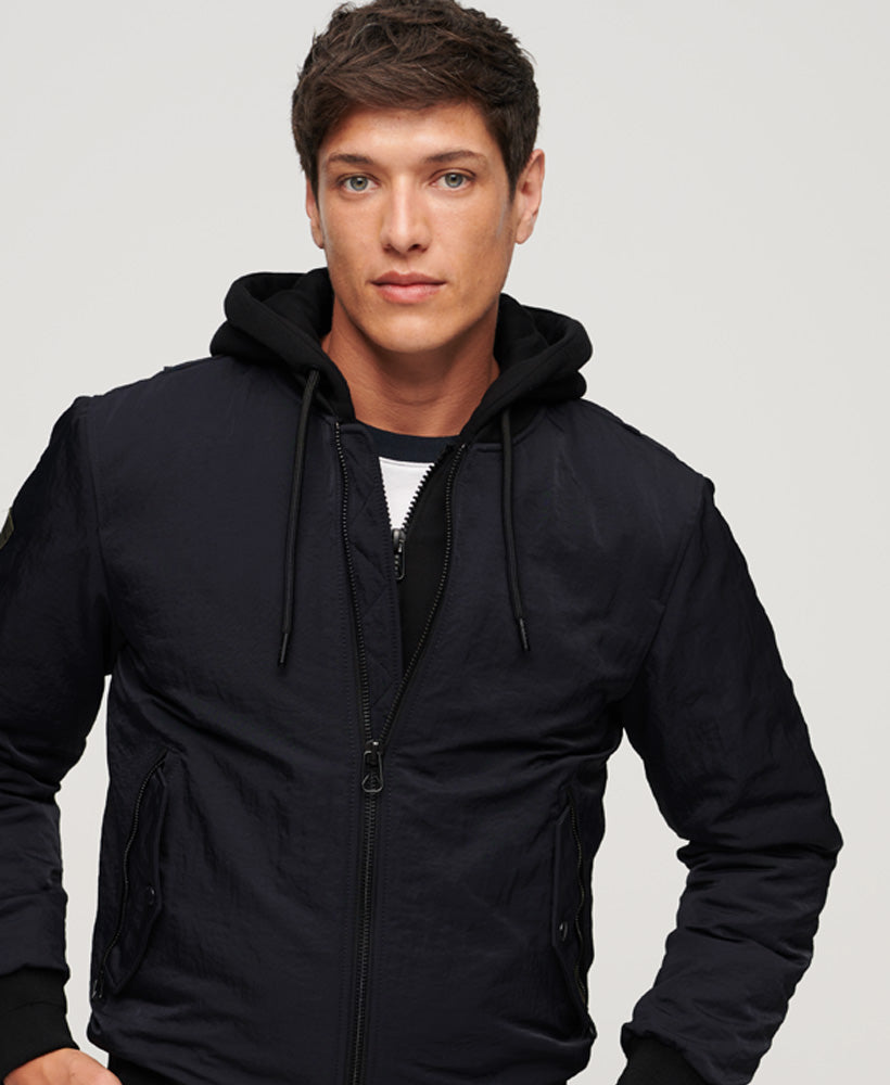 Military Hooded Ma1 Jacket | Jet Black