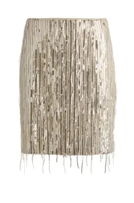 Mini skirt with sequined fringing and hidden zip