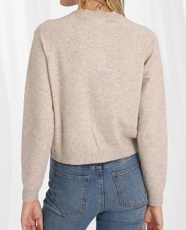 Minnie Rose Crewneck Cashmere Sweater - Taupe