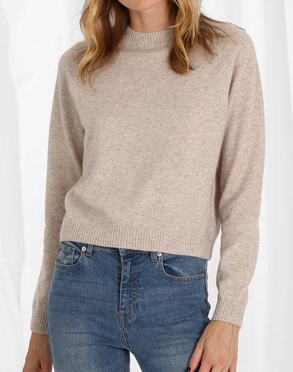 Minnie Rose Crewneck Cashmere Sweater - Taupe