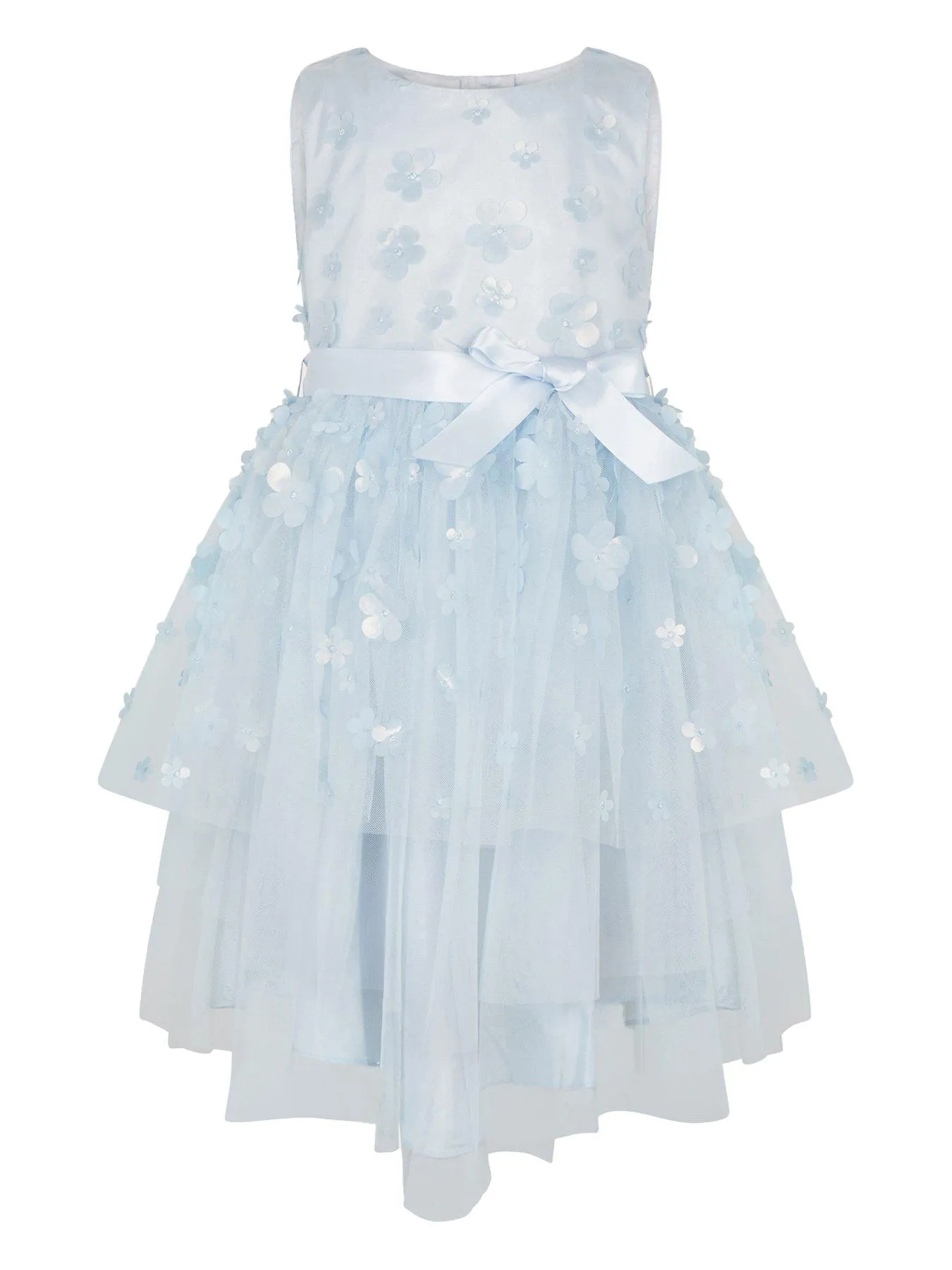 Monsoon Girls Ivy 3D Floral Dress - Blue