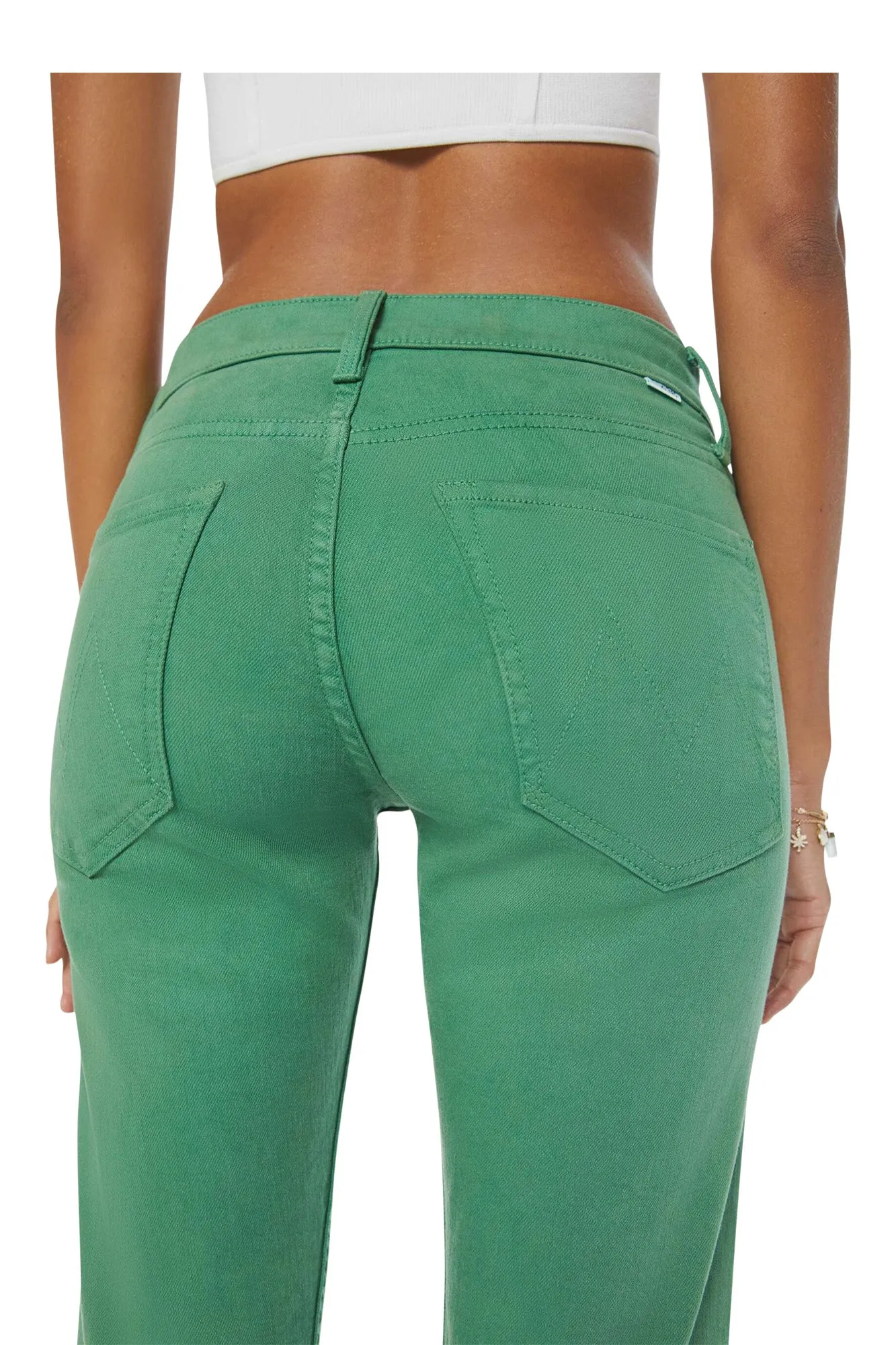 MOTHER Denim Mid Rise Rider Ankle in Leprechaun