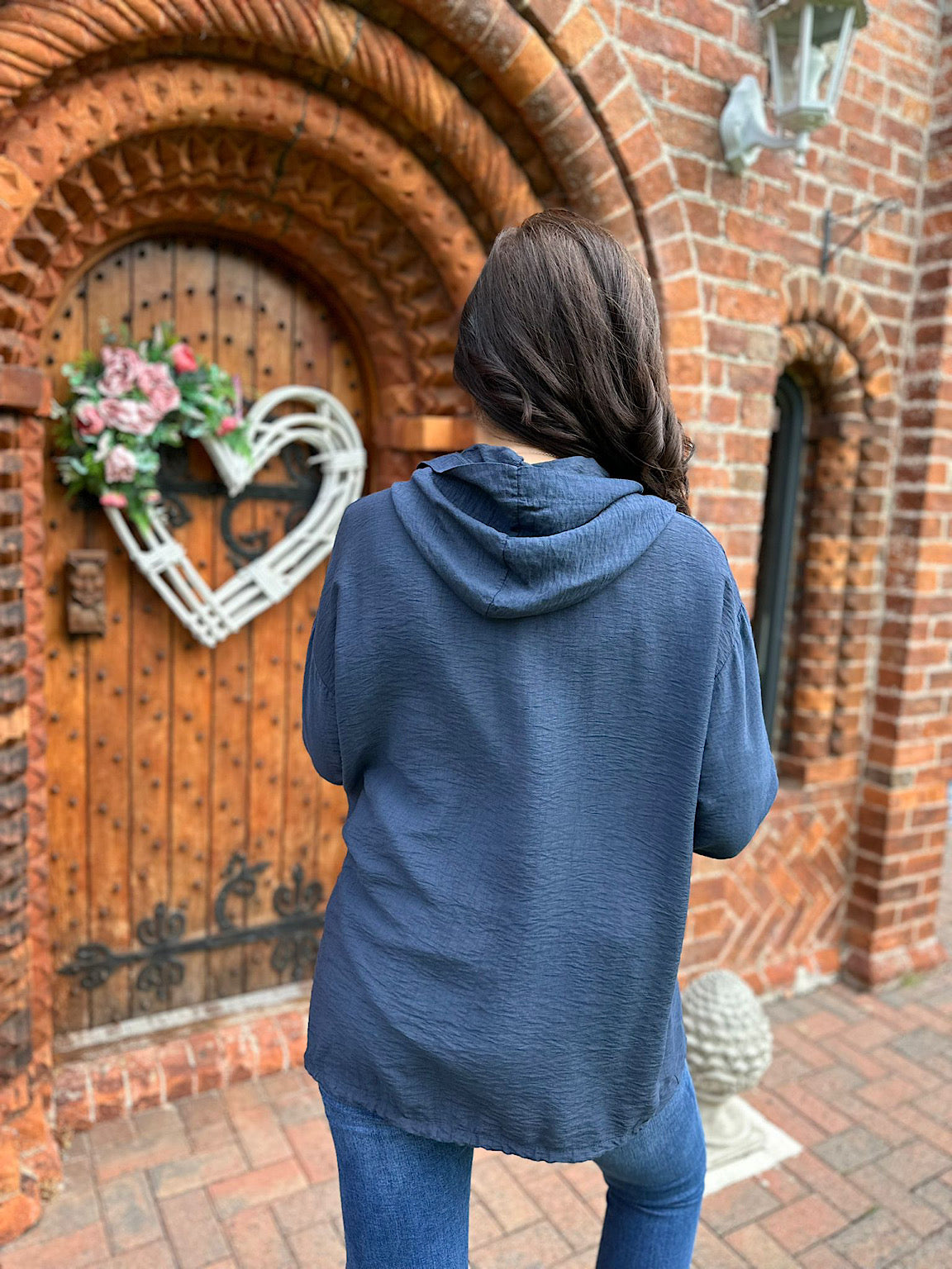 Navy Drawstring Zip Jacket Freya