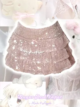 Odalys Bling Sequins Ruffle Mini Skirt