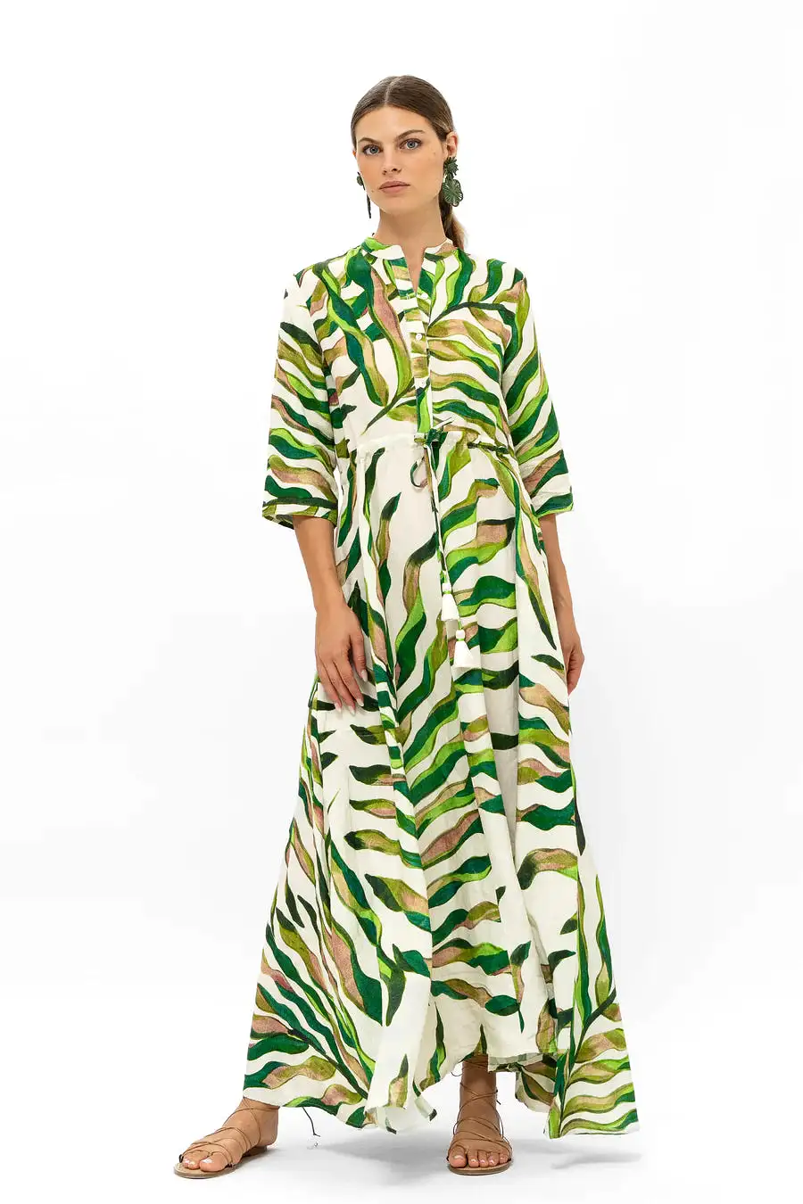 Oliphant Cinched Shirt Dress Maxi - Maldive Green